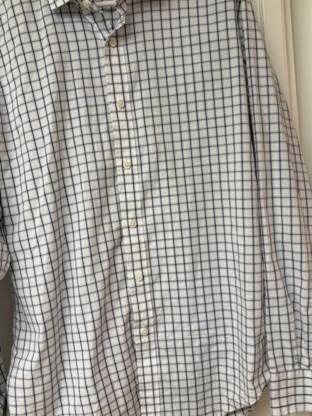J. Crew White Dress Shirt with Blue Windowpane Grid